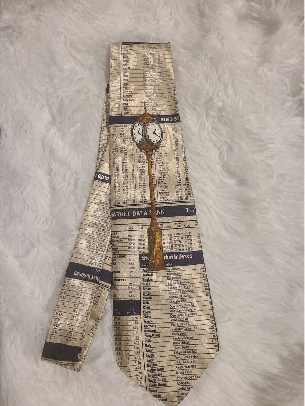 Fratello Stock Market Print Silk Men's Tie New with Tags